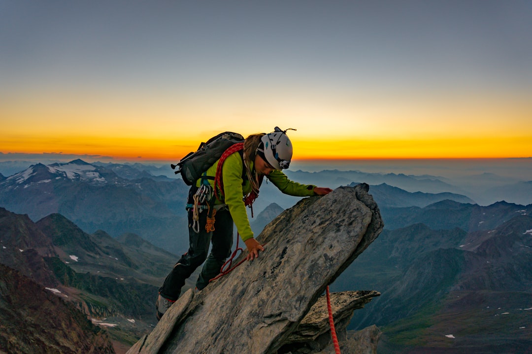 Sunset while climbing the north ridge of Weissmies 4017m